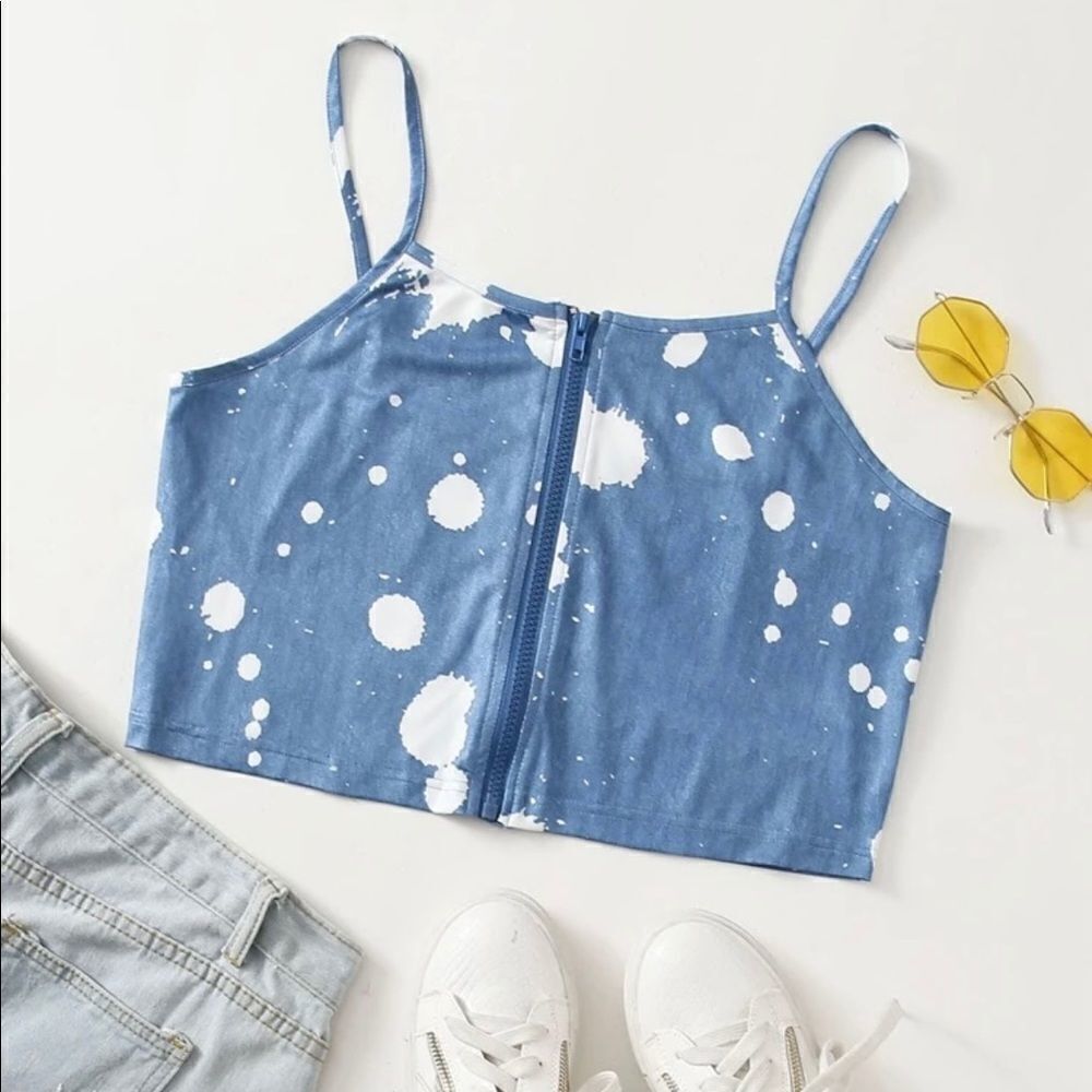 Denim Zip Up Crop Top